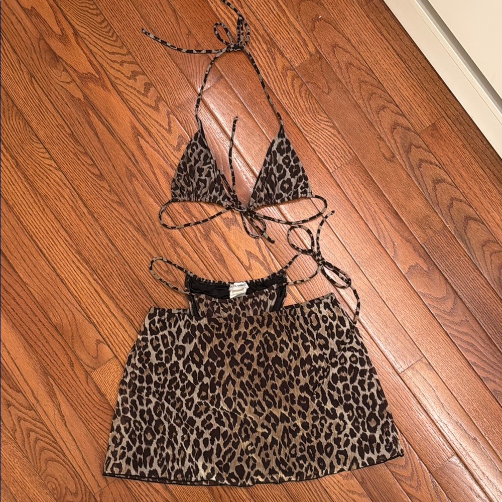 Vintage Dolce & Gabbana Leopard Print Bikini Set